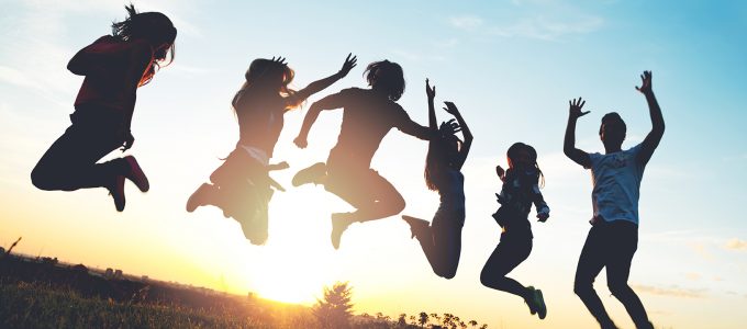 children jumping in the air